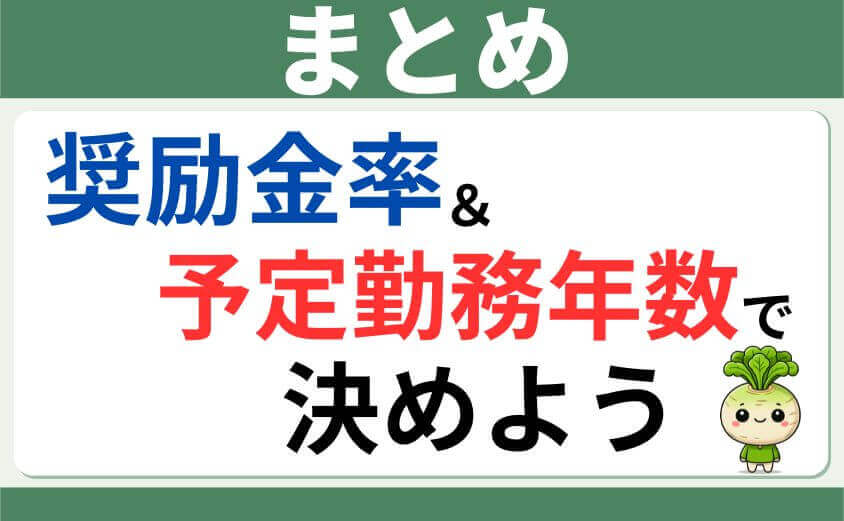 奨励金率&予定勤務年数で決めよう